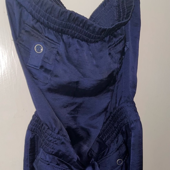 Derek Heart strapless mini 4 pocket Navy dress large romper elastic tube top - Picture 2 of 7